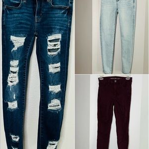 LOT OF 3 PAIRS OF AMERICAN EAGLE JEANS SIZE 0 SHORT